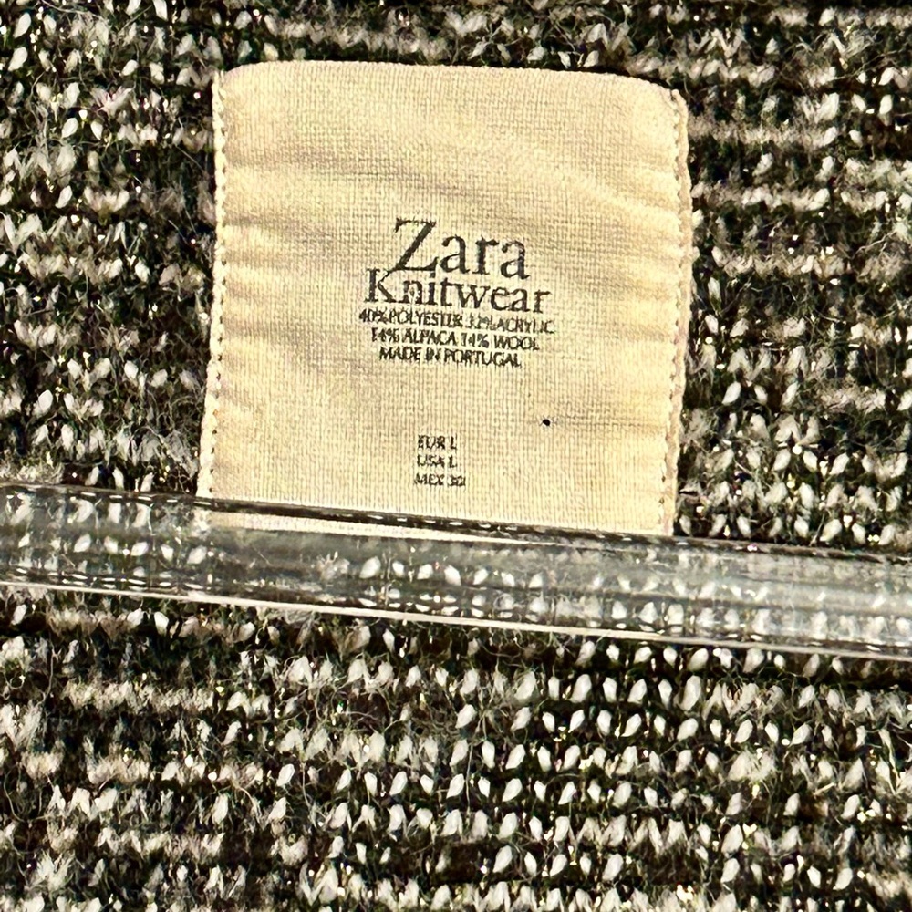Zara Knitwear Marled Gray, Black and Cream Open Cardigan - Picture 2 of 8